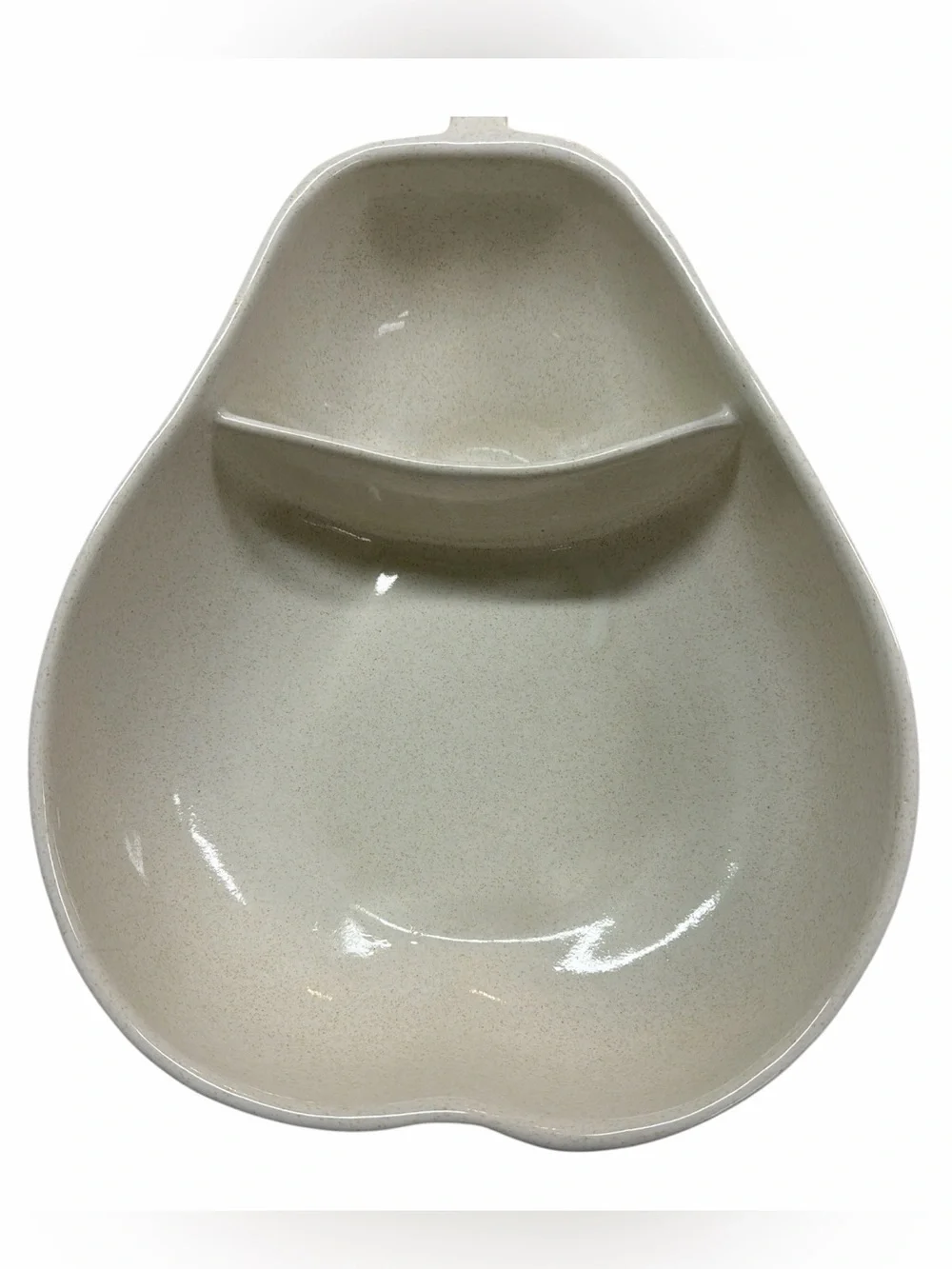 Pfaltzgraff Cream Speckled Pear-shaped Divided Chip & Dip Serving Dish Bowl